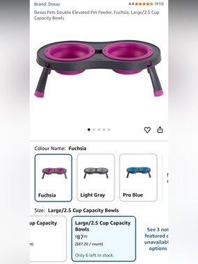 Dexas Double Elevated Pet Feeder – BNWT – Fuchsia Pink 🩷🐾 Large Size Travel